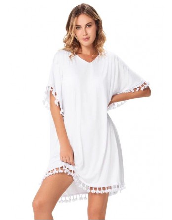 Mali 23215 белое пляжное платье